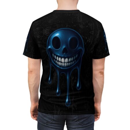 Alternative view of Blue Dripping Skull Smile Graphic All Over Print T-Shirt  Creepy Gothic Halloween