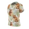 Cute capybara and wildflowers all-over print sublimation tee, featuring a seamless watercolor nature graphic.