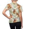 Watercolor groundhog and wildflower all over print sublimation tee, featuring a seamless repeat pattern of cute animals and natural flora.