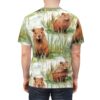 Brown prairie hamsters and green grass in a watercolor pattern cover this sublimation graphic tee.