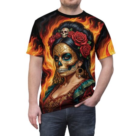 Day of the Dead Sugar Skull All Over Print T-Shirt  - La Calavera Catrina