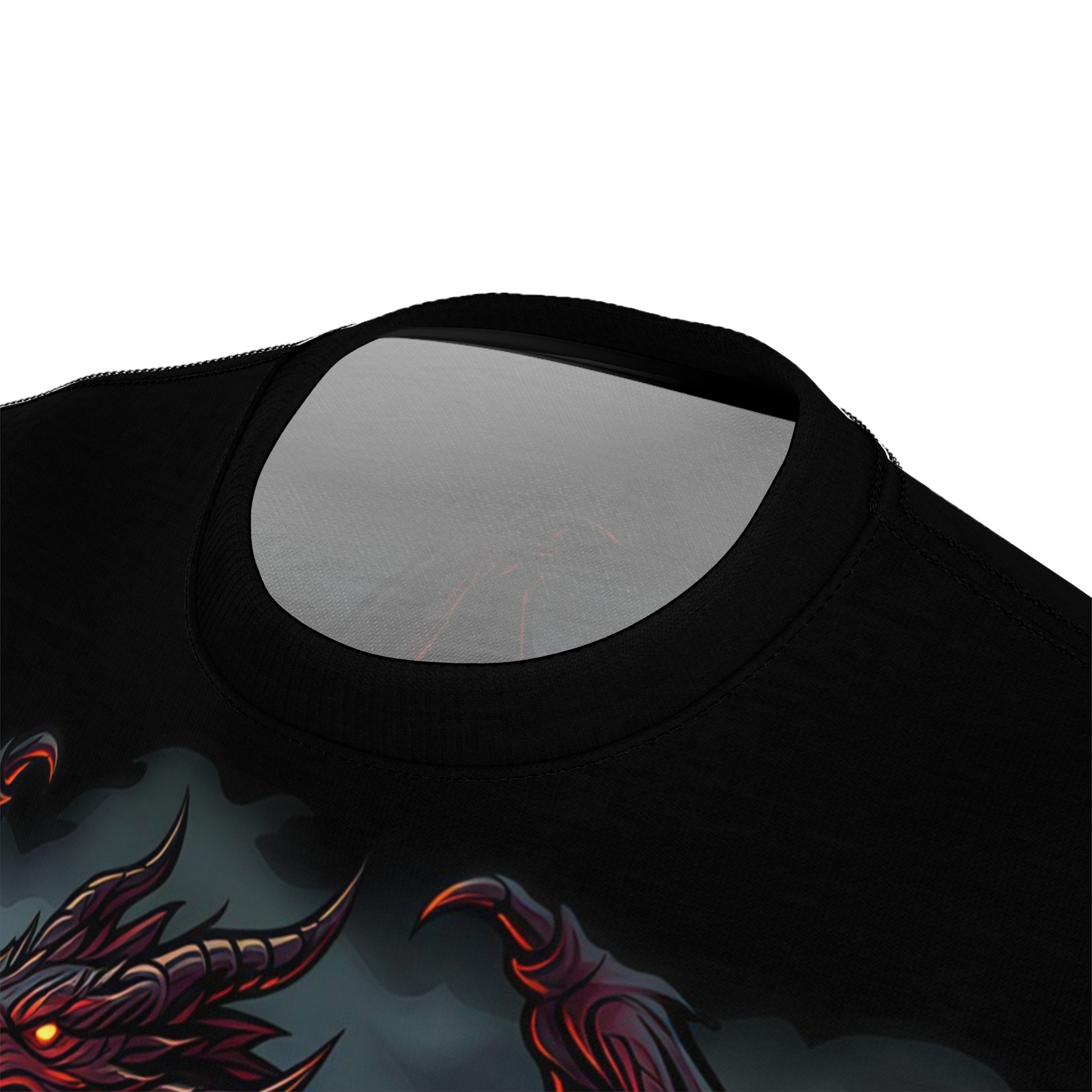 Fiery red and dark grey dragon scales cover this 3D graphic t-shirt with a dramatic design.