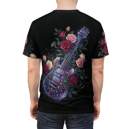 Bold Floral Electric Guitar Tee – Rose Guitar All-Over Print Shirt – high-quality graphic streetwear t-shirt
