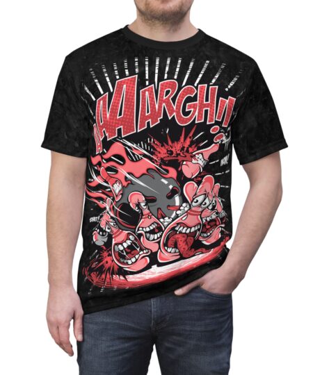 Graphic Tee 'AAARGH!!' Horror Cartoon All-Over Print T-Shirt 9 Toasted Styles