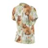 Watercolor hamster and floral print all over print sublimation tee featuring a charming grassland design with cute rodents and green foliage.