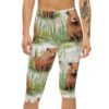 Vibrant Watercolor Prairie Dog Pattern Capri Leggings for Women – high-waisted all-over design leggings - Detail View 2