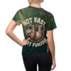 Womens All Over Print Sloth Tee: Not Fast, Not Furious, Funny Sloth Shirt