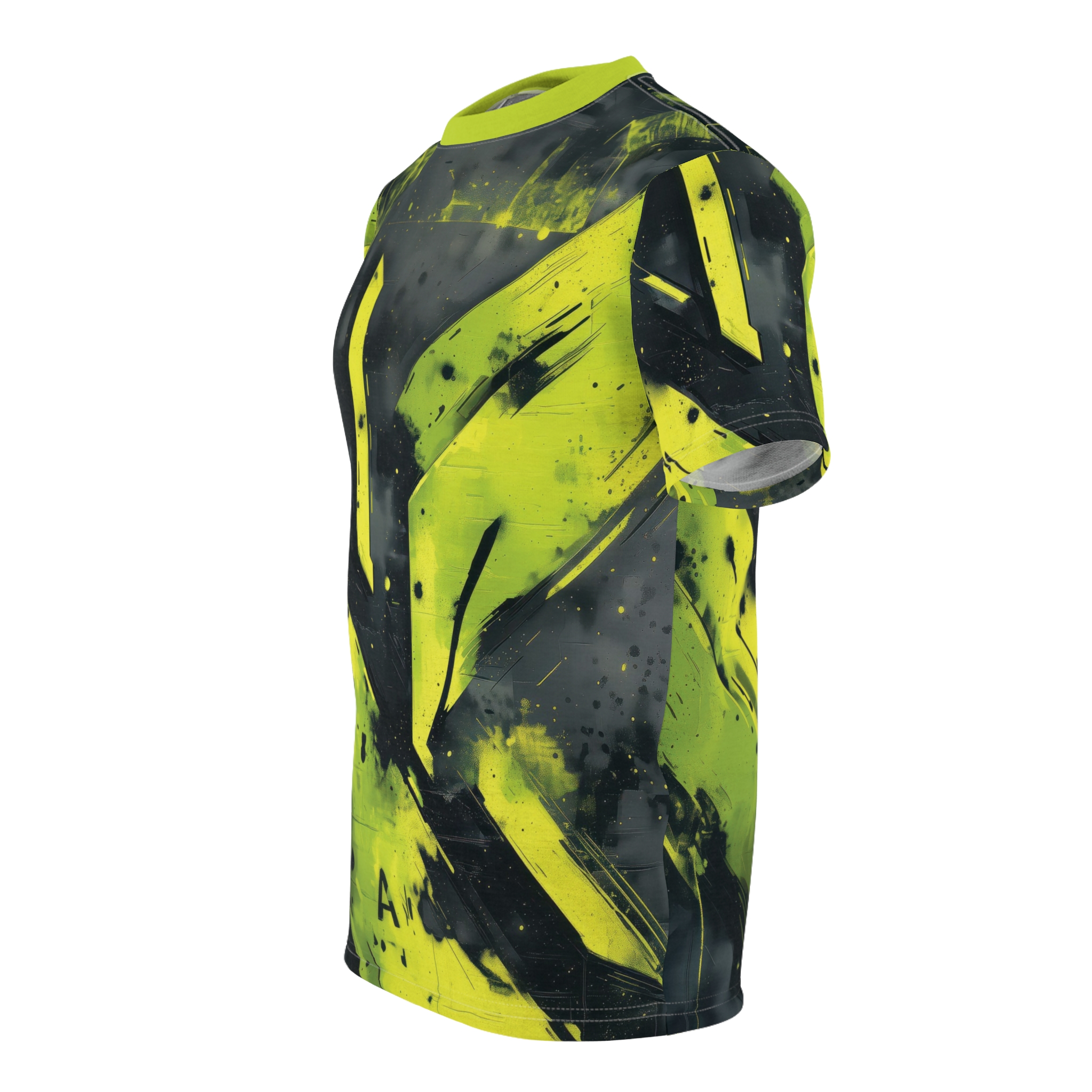 Bold Lime Green Black Unisex Graphic All Over Print T-Shirt - Image 6
