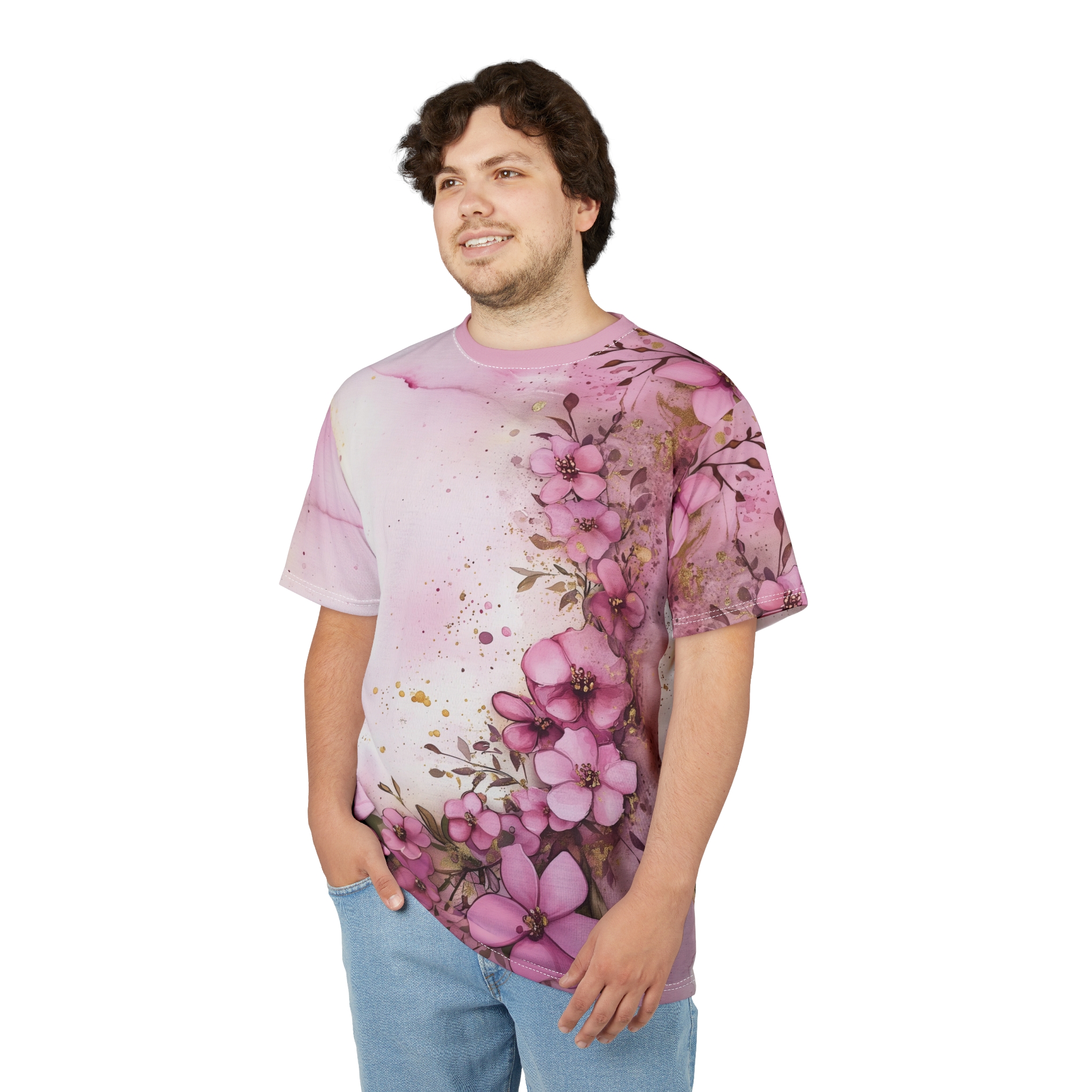 Floral All Over Print T-Shirt - Boho Floral Shirt - Image 4