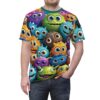 Premium Colorful Monster Print Unisex Tee for Fun Celebrations, Quirky Graphic Shirt, Novelty Gift for Kids & Adults, Playful Summer Wear – soft all-over print unisex tee
