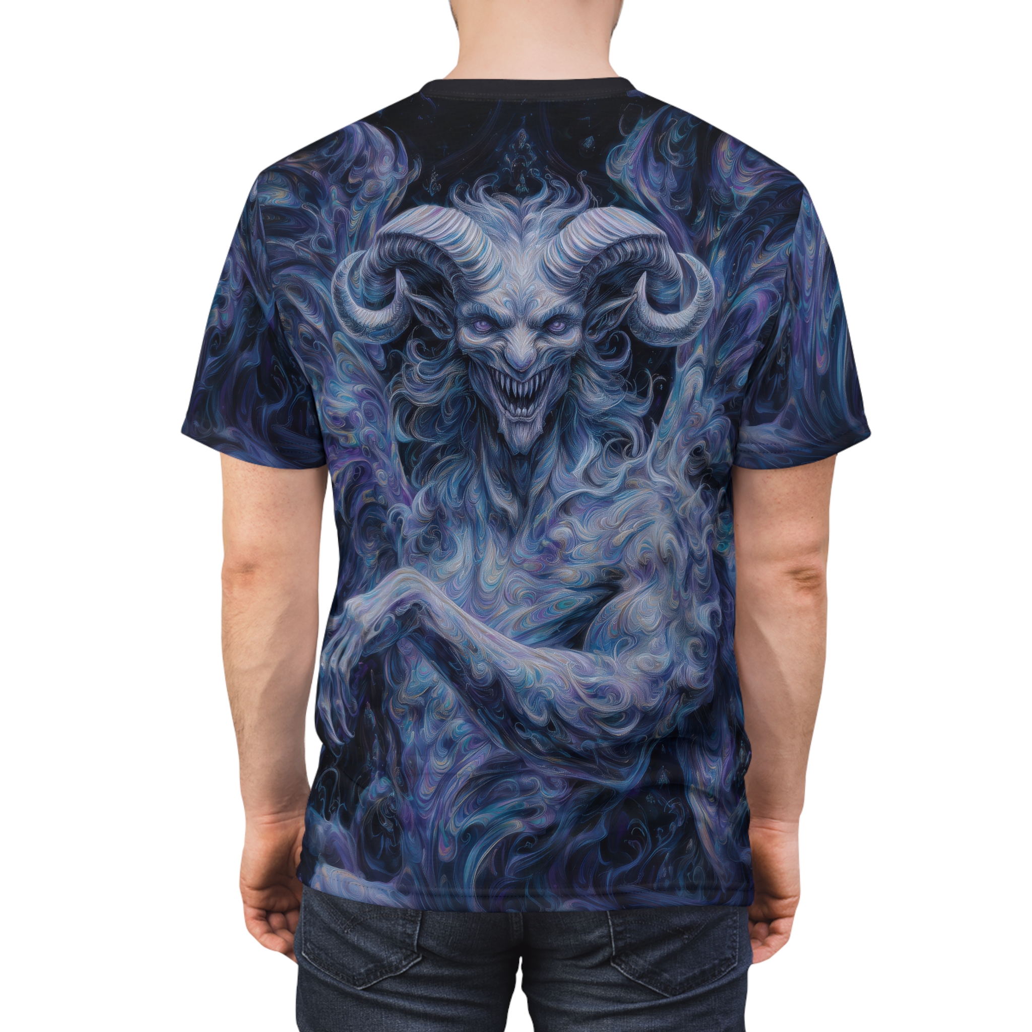 Gothic Demon Graphic Tee - Unisex All Over Print T-Shirt Shirt for Halloween - Cosplay - Dark Aesthetic - Image 2