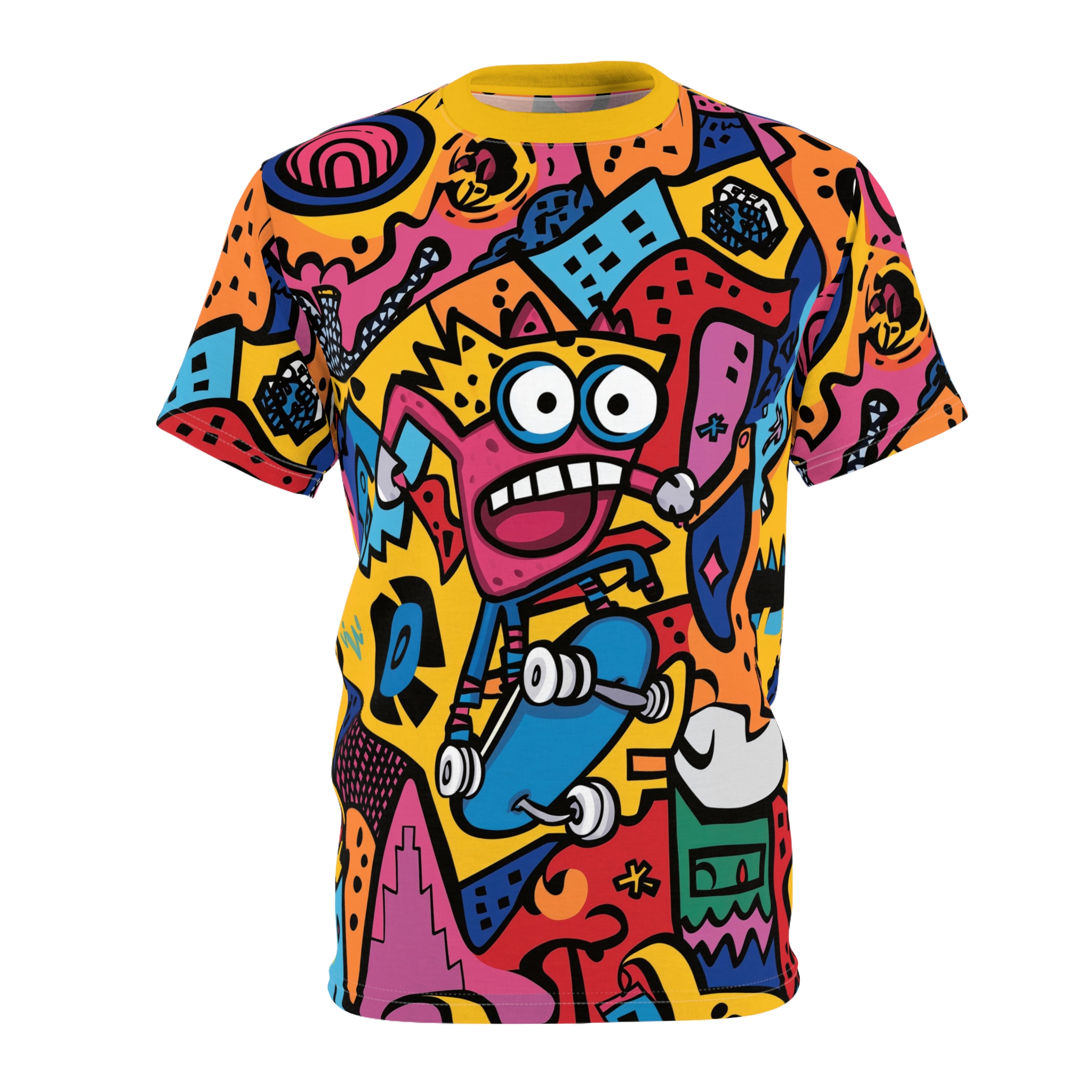 Vibrant Graphic Skate All Over Print T-Shirt - Youthful Streetwear Tee - Perfect for Skaters - Summer Fun - Colorful Unisex T-Shirt - Image 4