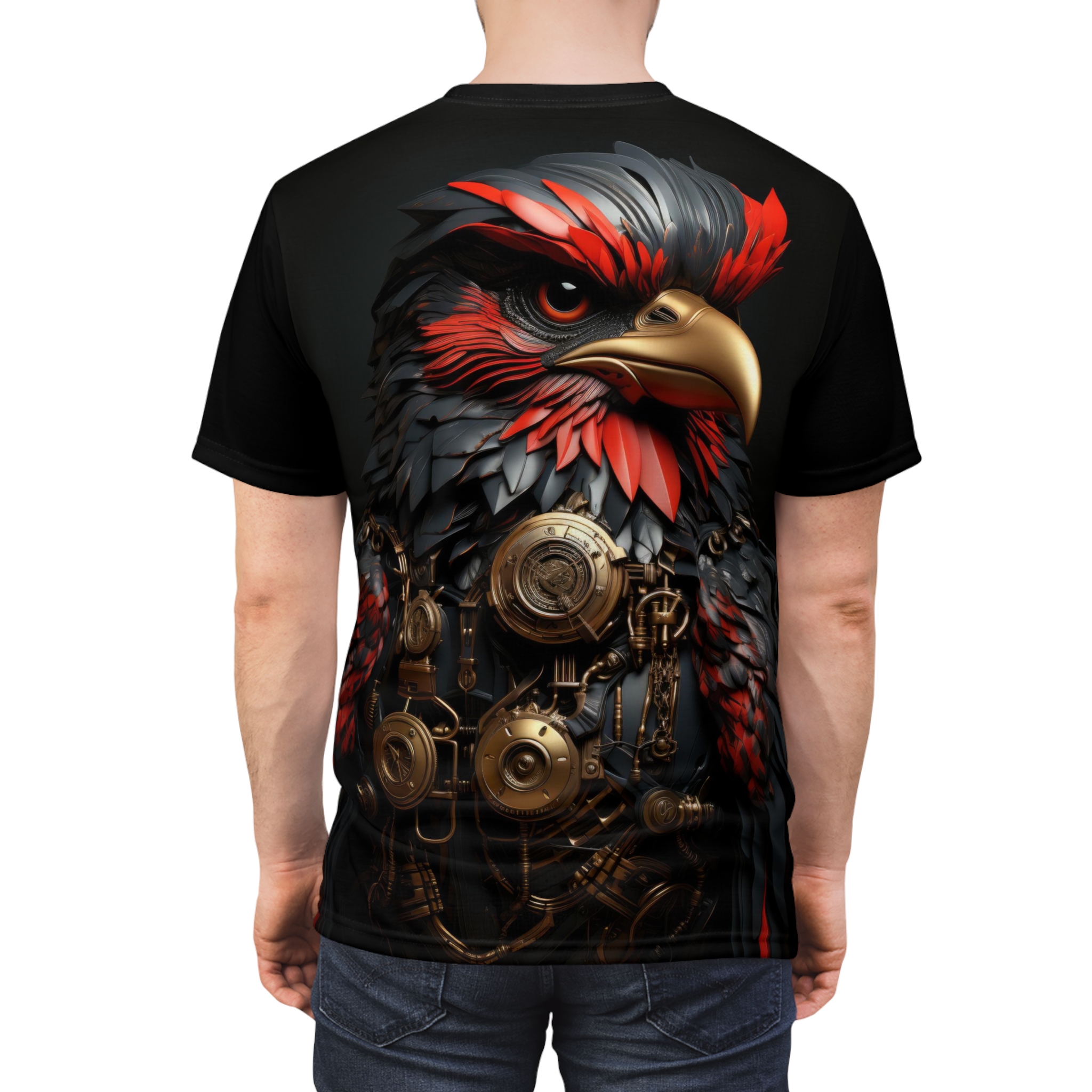 Steampunk Bird Tee - All Over Print T-Shirt Unisex T-Shirt - Unique Graphic ShirT - Image 2