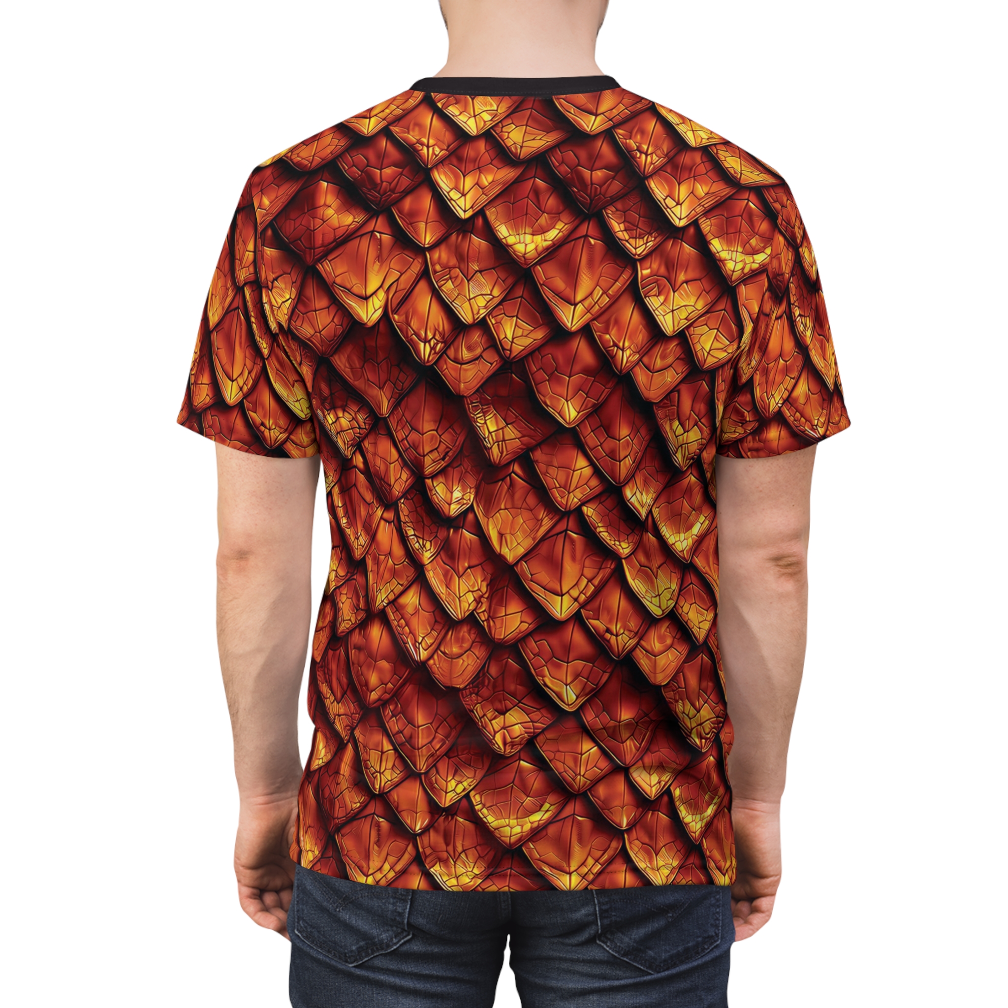 Dragon Scale Tee — Fiery Red All-Over Print Shirt - Image 2
