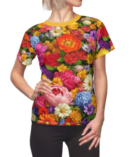 Floral Print Women's Tee, Summer T-Shirt, Flowers Graphic Top, Gift for Her, Casual Wear, Spring Style