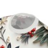 Creamy white paper-cut flowers, red berries, and dark green leaves cover this oversized full print tee, with rolled paper accents.
