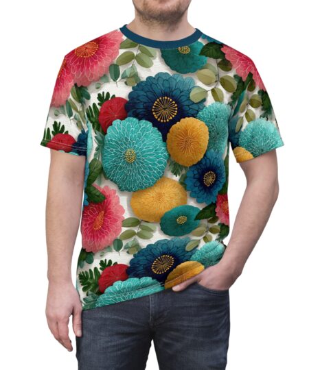 Vibrant Floral Unisex Tee, Colorful Graphic T-Shirt, Summer Apparel, Gift for Nature Lovers, Casual Wear, Trendy Outfit, Floral AOP Design