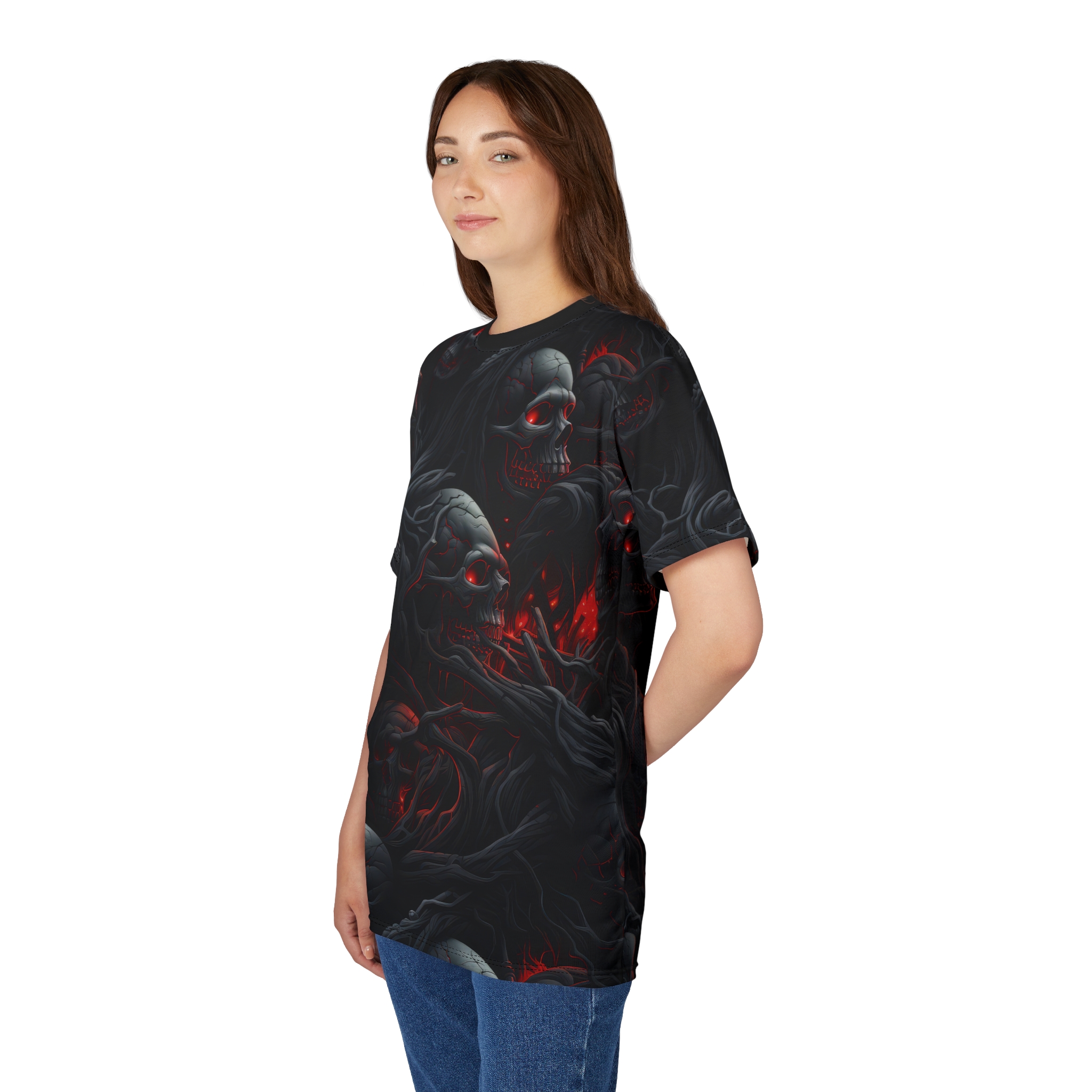 Gothic Skull All Over Print Unisex Tee - Dark Fantasy Design - Image 9