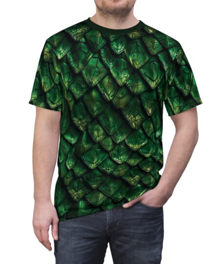 Dragon Scale All-Over Print Tee — Green Fantasy Costume Shirt