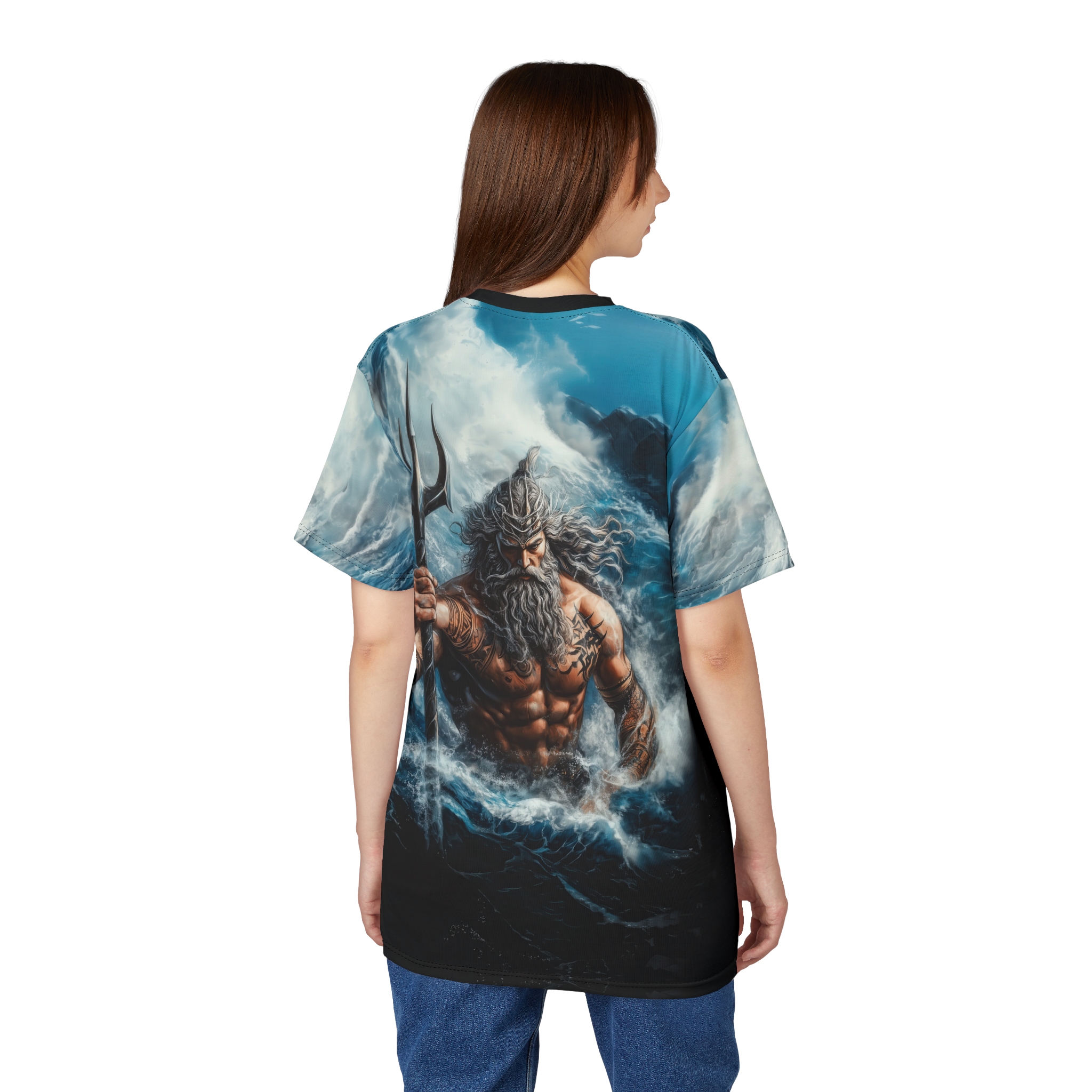 Mythical Poseidon Unisex Tee - Ocean Lover All Over Print T-Shirt - Greek Mythology Apparel - Image 5