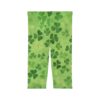 Comfortable St Patrick's Day Clover Women’s Capri Leggings – flattering capri-length all-over print leggings - Detail View 3