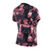 Cute Halloween Black Cat Tee - Women's All Over Print Shirt with Pumpkins