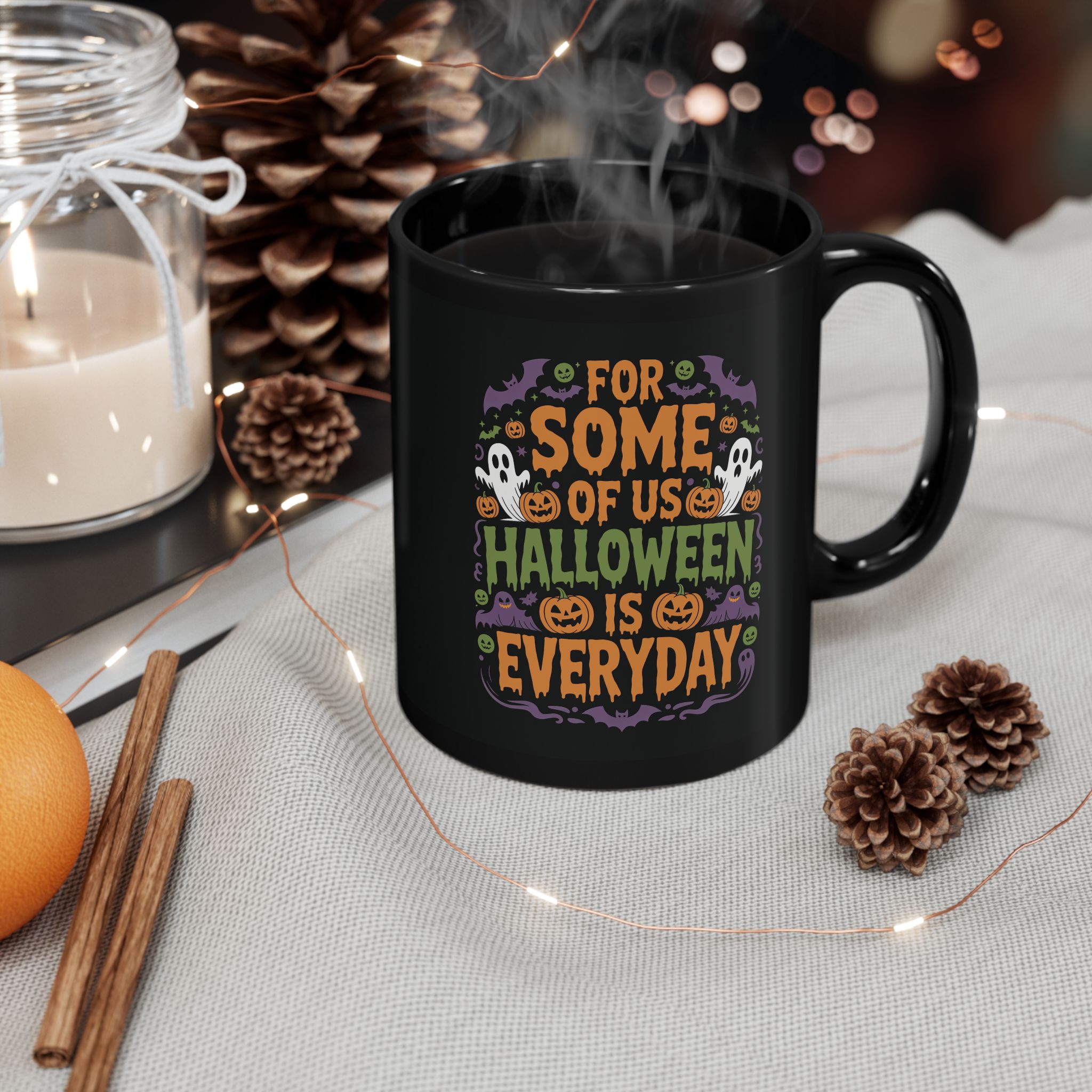 Durable Halloween Everyday Mug, Black Coffee Cup for Spooky Lovers, Fun Gift for Halloween Fans – microwave-safe ceramic cup