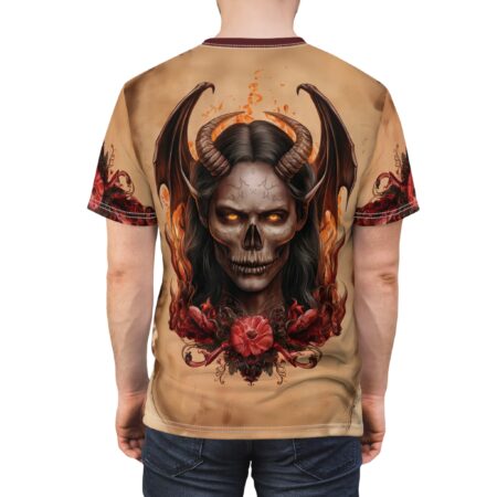 Vibrant Gothic Skull Tee, Unisex All Over Print Graphic T-Shirt – eye-catching full print casual top