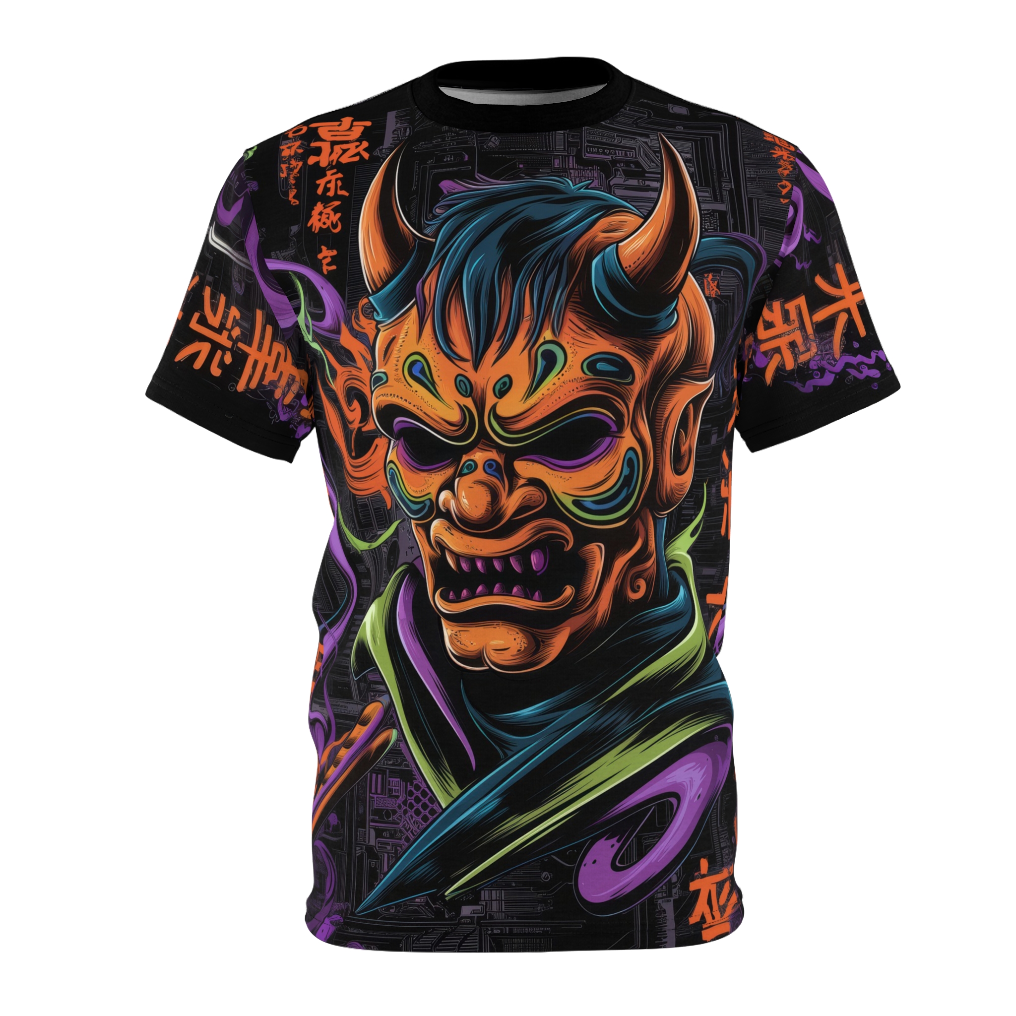 Mystical Demon Unisex All Over Print Tee - Vibrant Graphic Tee for Streetwear & Festival Vibes - Image 3