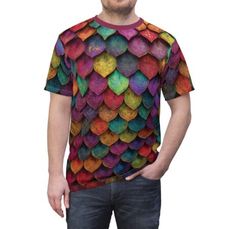 Vibrant Colorful Mermaid Scale Tee — Vibrant Rainbow All-Over Print Shirt – eye-catching full print casual top