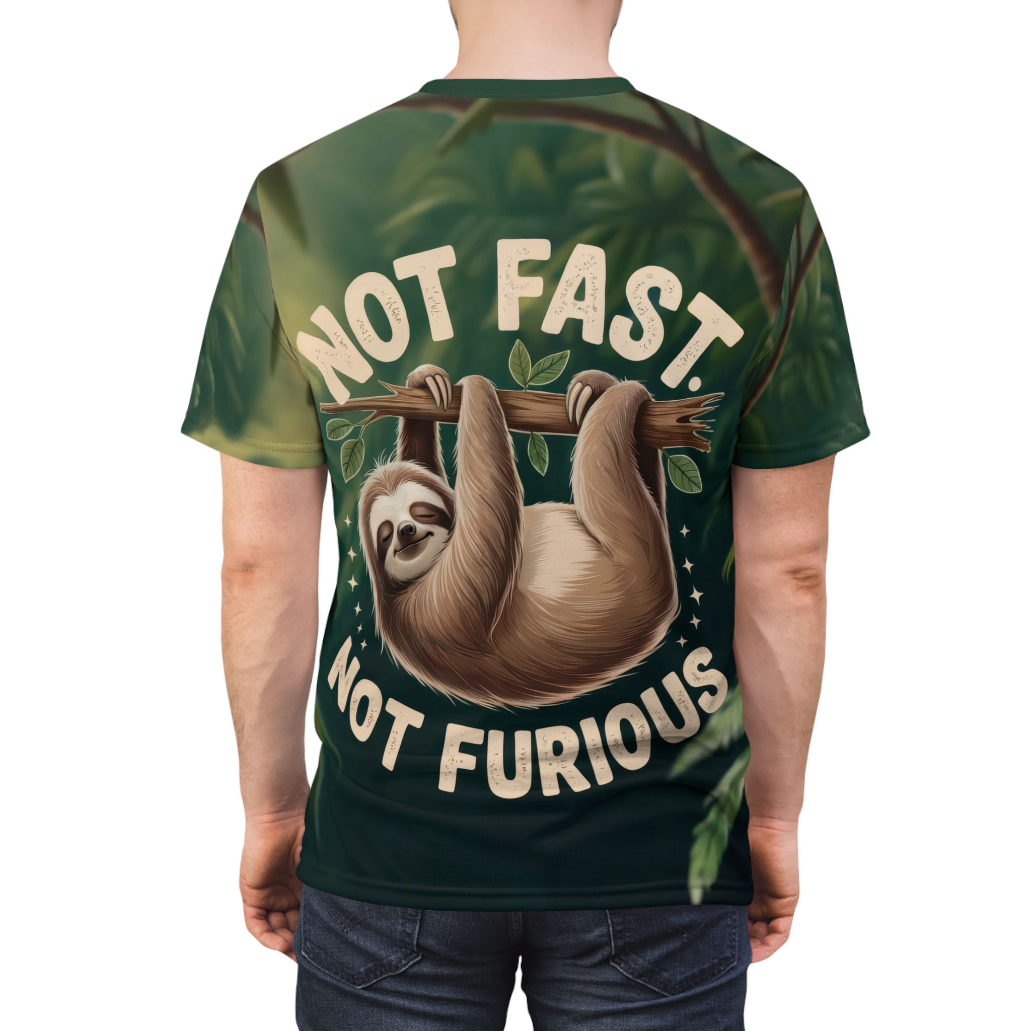 Sloth Vibe Unisex All Over Print T-Shirt - "Not Fast - Not Furious" - Image 2