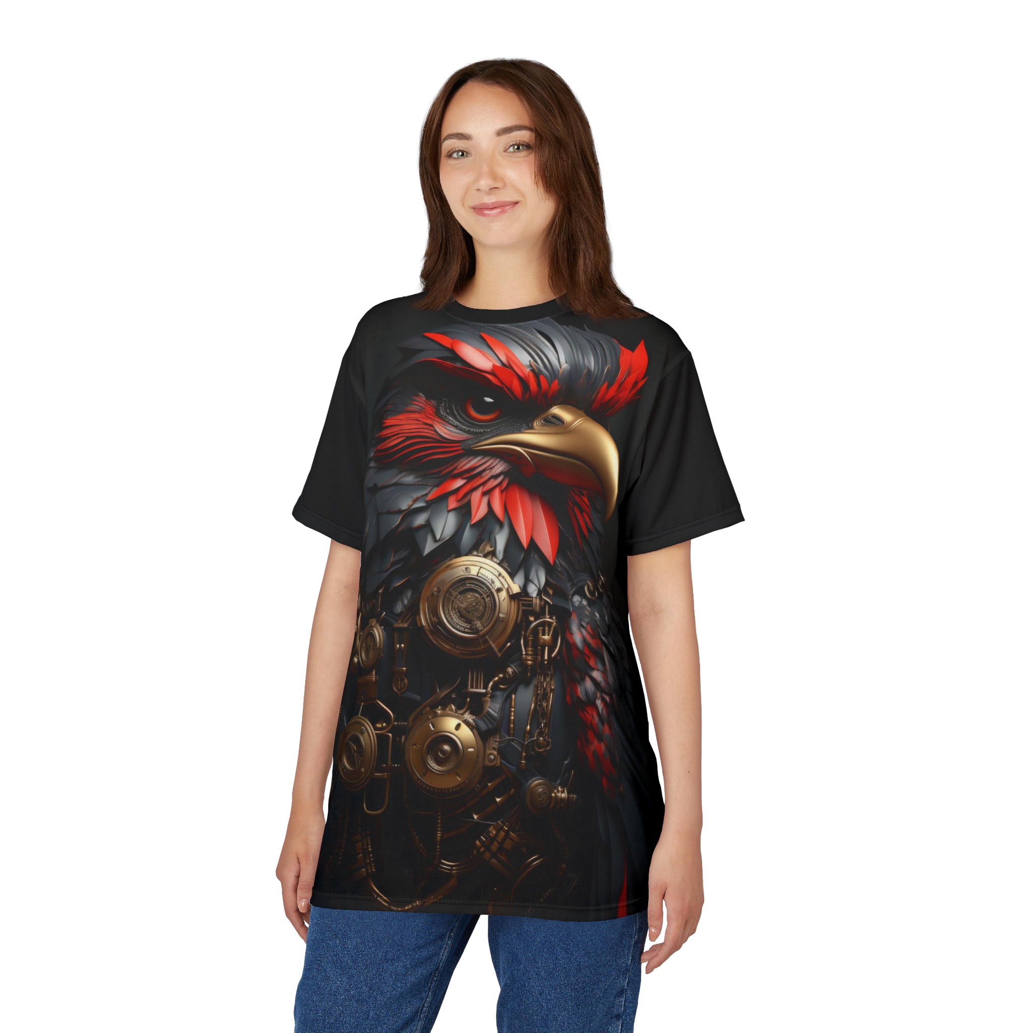 Steampunk Bird Tee - All Over Print T-Shirt Unisex T-Shirt - Unique Graphic ShirT - Image 4