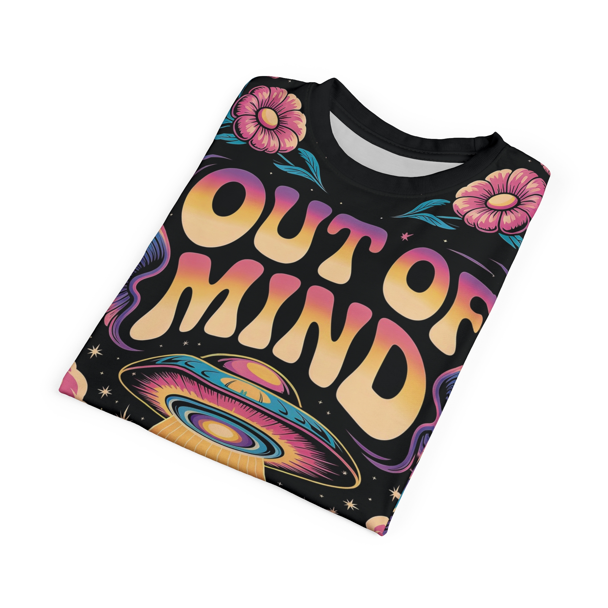 Psychedelic Unisex All Over Print T-Shirt: Out of Mind Graphic T-Shirt - Image 9