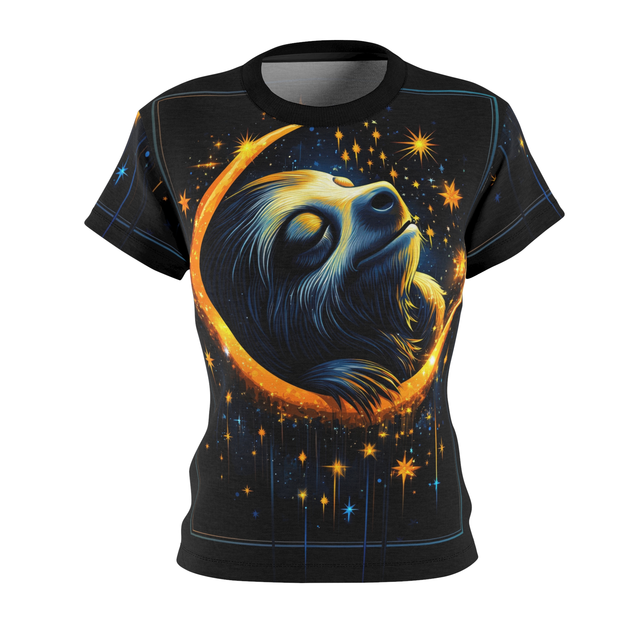 Cosmic Sloth Women's All Over Print Tee - Dreamy Night Sky Design - Image 2
