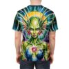 Premium Mystical Alien Graphic Tee, AOP Shirt for Fans of Sci-Fi, Unique Gift for Festivals, Art Lovers, Unisex Clothing – soft all-over print unisex tee