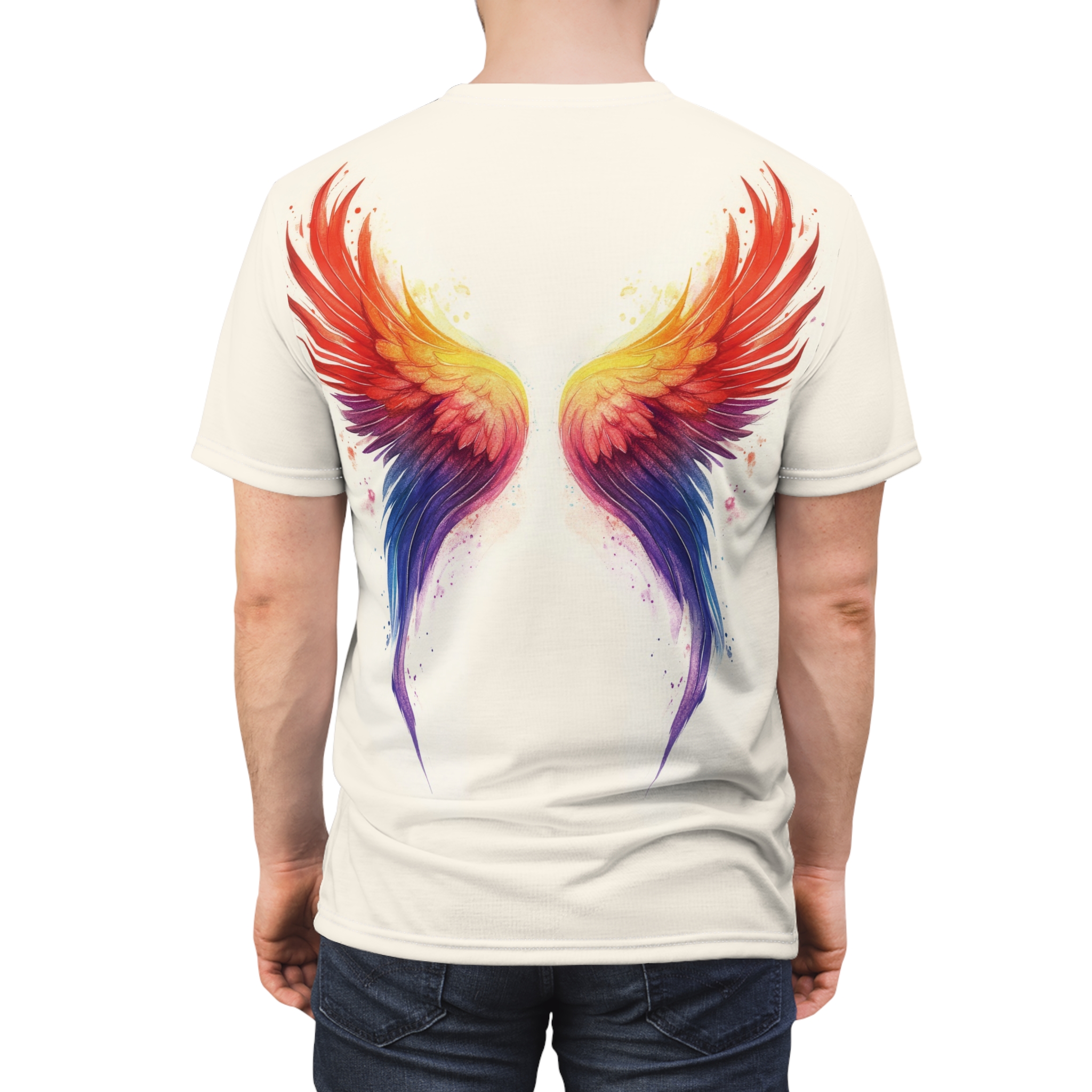 Vibrant Angel Wings Unisex Tee, Boho Shirt, Unique Graphic T-Shirt, Spiritual Apparel - Image 2