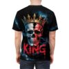 Gold crown and red & white skull with blood-red dripping letters spell out KING over a dark, smoky background.