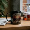 Premium Campfire Vibes Black Mug - Perfect for Coffee Lovers, Gift for Campers, Hiking, and Friends – glossy ceramic coffee mug
