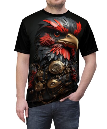 Steampunk Bird Tee, AOP Unisex T-Shirt, Unique Graphic ShirT