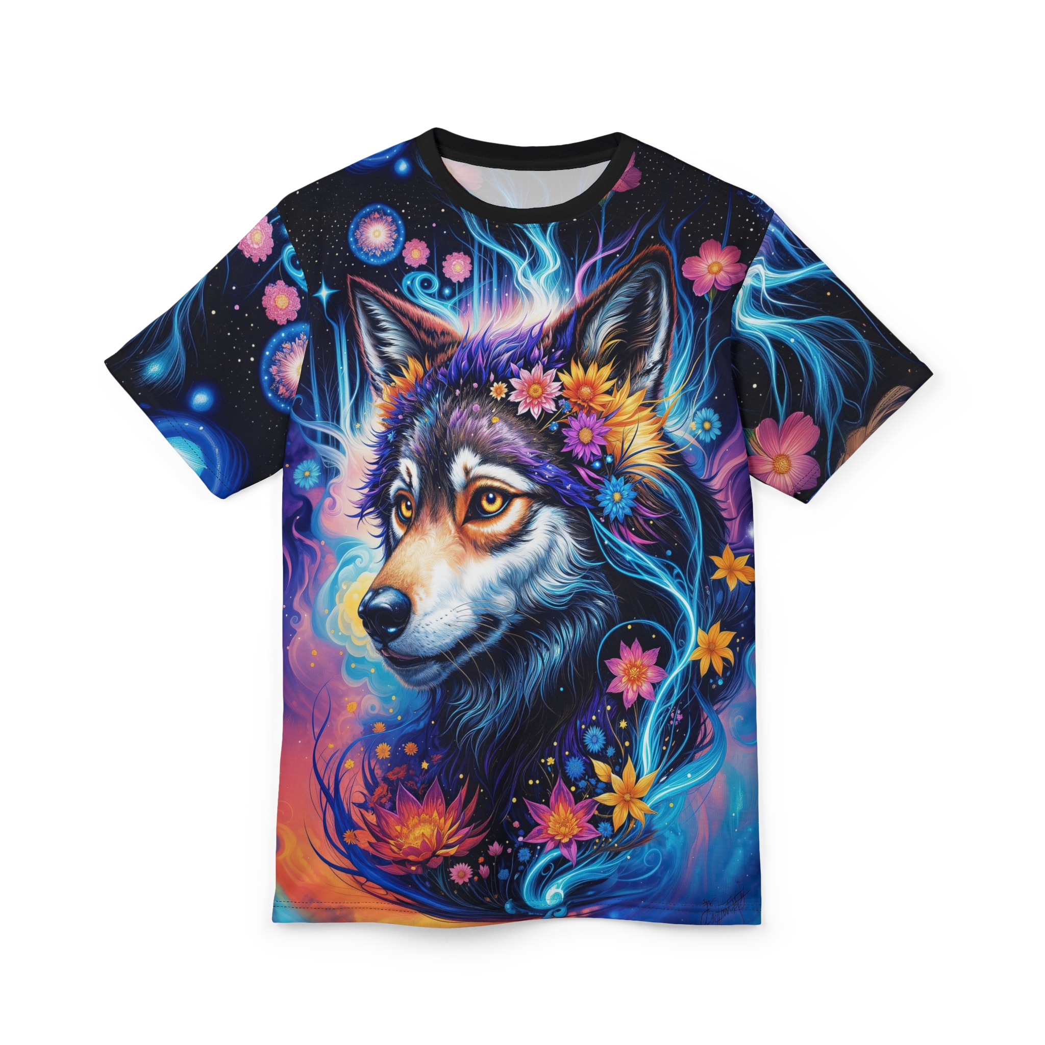 Colorful Wolf Graphic Tee - Unisex All Over Print T-Shirt - Boho Style - Image 5