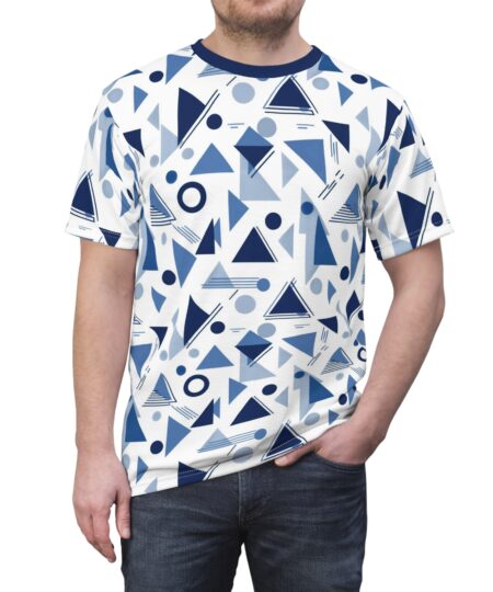 Geometric Blue Shapes All-Over Print Tee