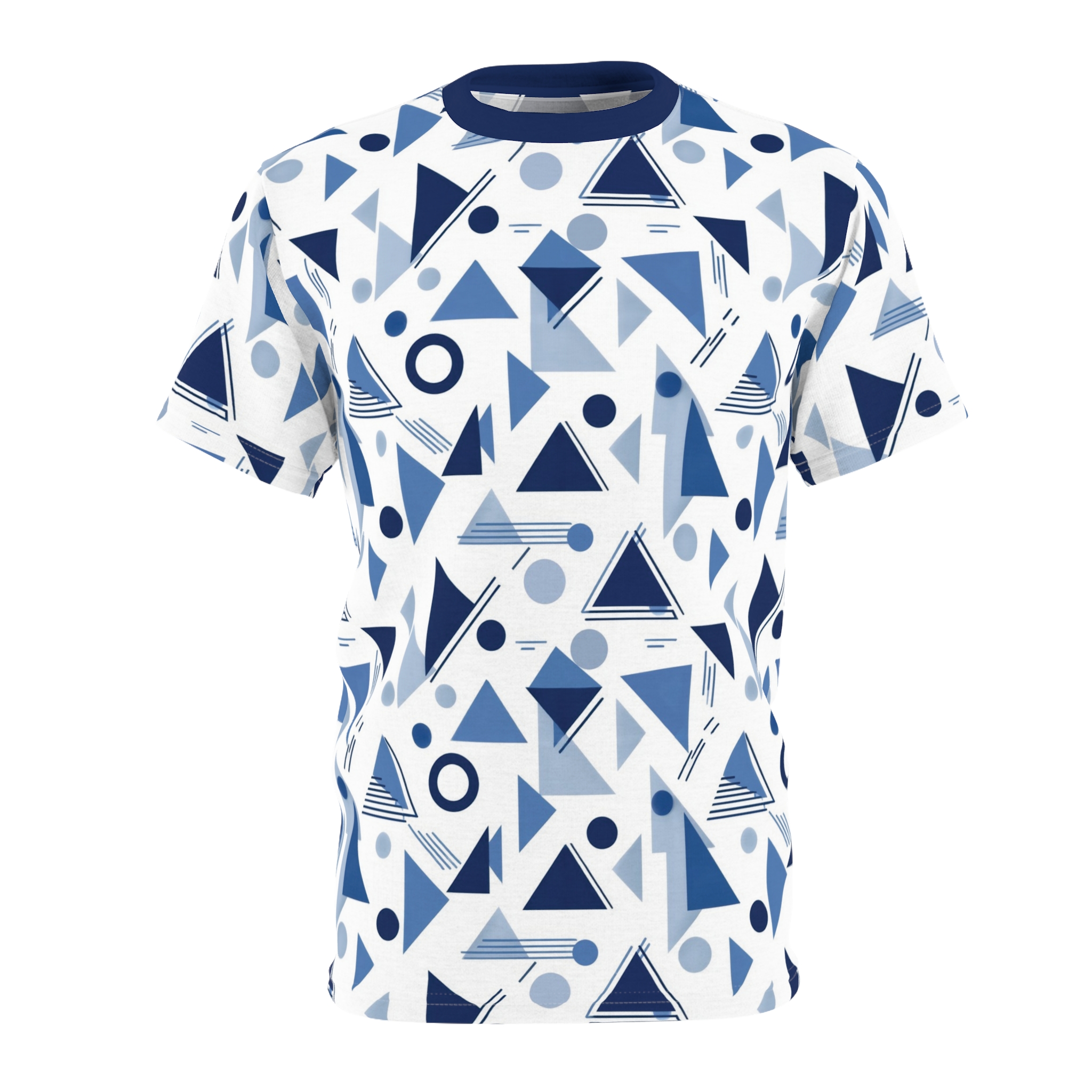 Geometric Blue Shapes All-Over Print Tee - Image 3