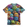 Premium Colorful Monster Print Unisex Tee for Fun Celebrations, Quirky Graphic Shirt, Novelty Gift for Kids & Adults, Playful Summer Wear – soft all-over print unisex tee