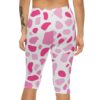 Vibrant Trendy Pink Pattern Women’s Capri Leggings – high-waisted all-over design leggings - Detail View 5