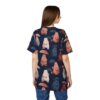 Navy blue with white, brown, and blue bears holding umbrellas and rain.