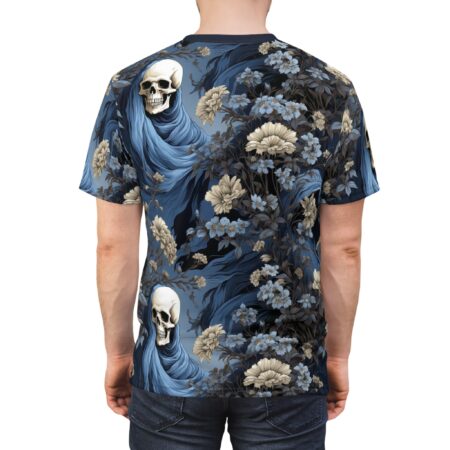 Vibrant Gothic Floral Skull Tee - Unisex All Over Print Shirt for Edgy Style Lovers – eye-catching full print casual top