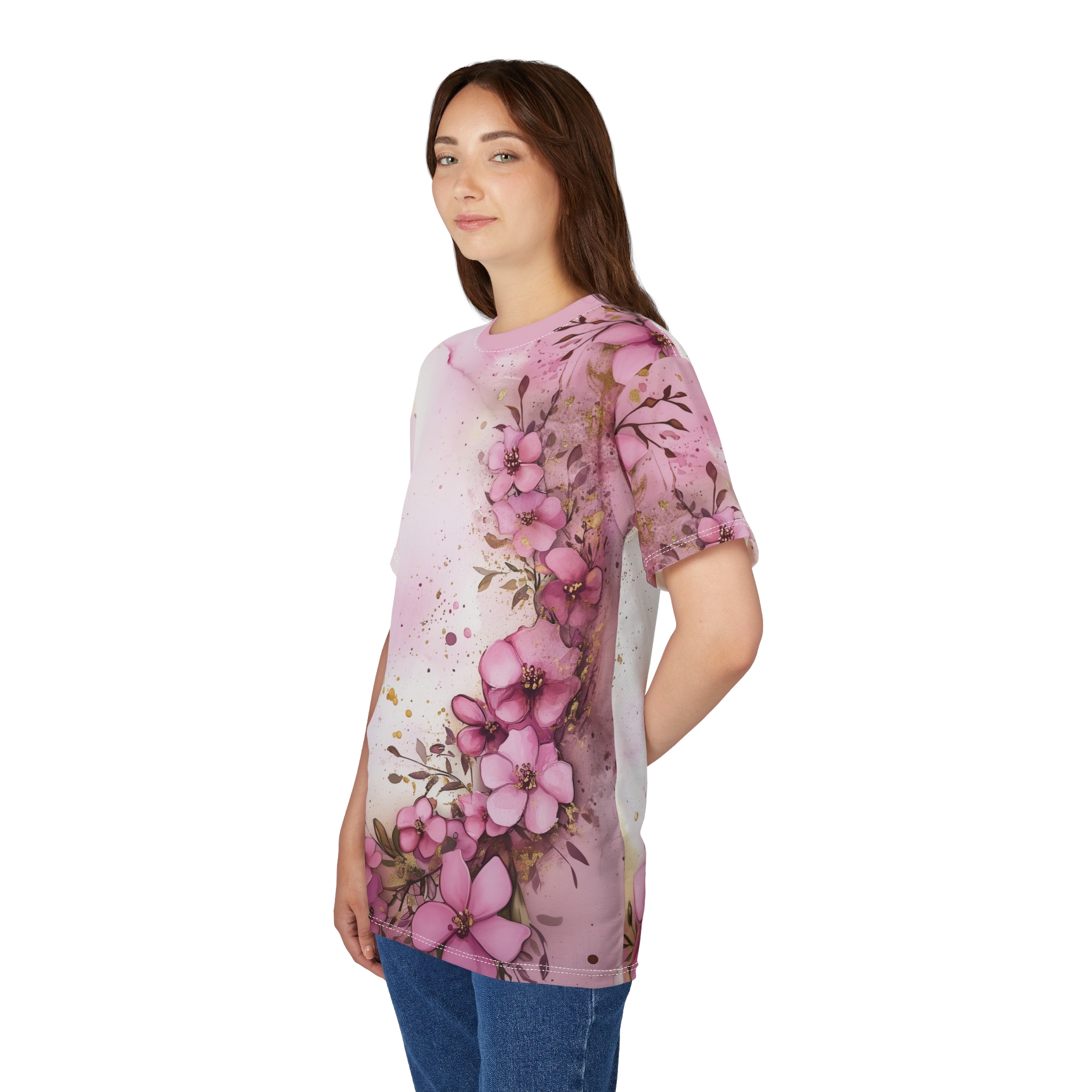 Floral All Over Print T-Shirt - Boho Floral Shirt - Image 5