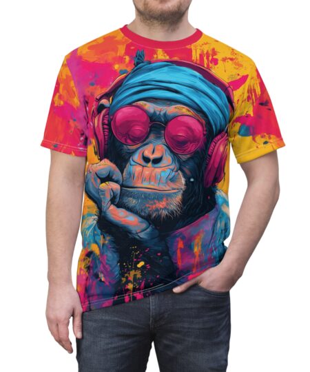 Vibrant Ape - Monkey Art Tee, Colorful Unisex T-Shirt, Music Lover Gift Creative Casual Wear