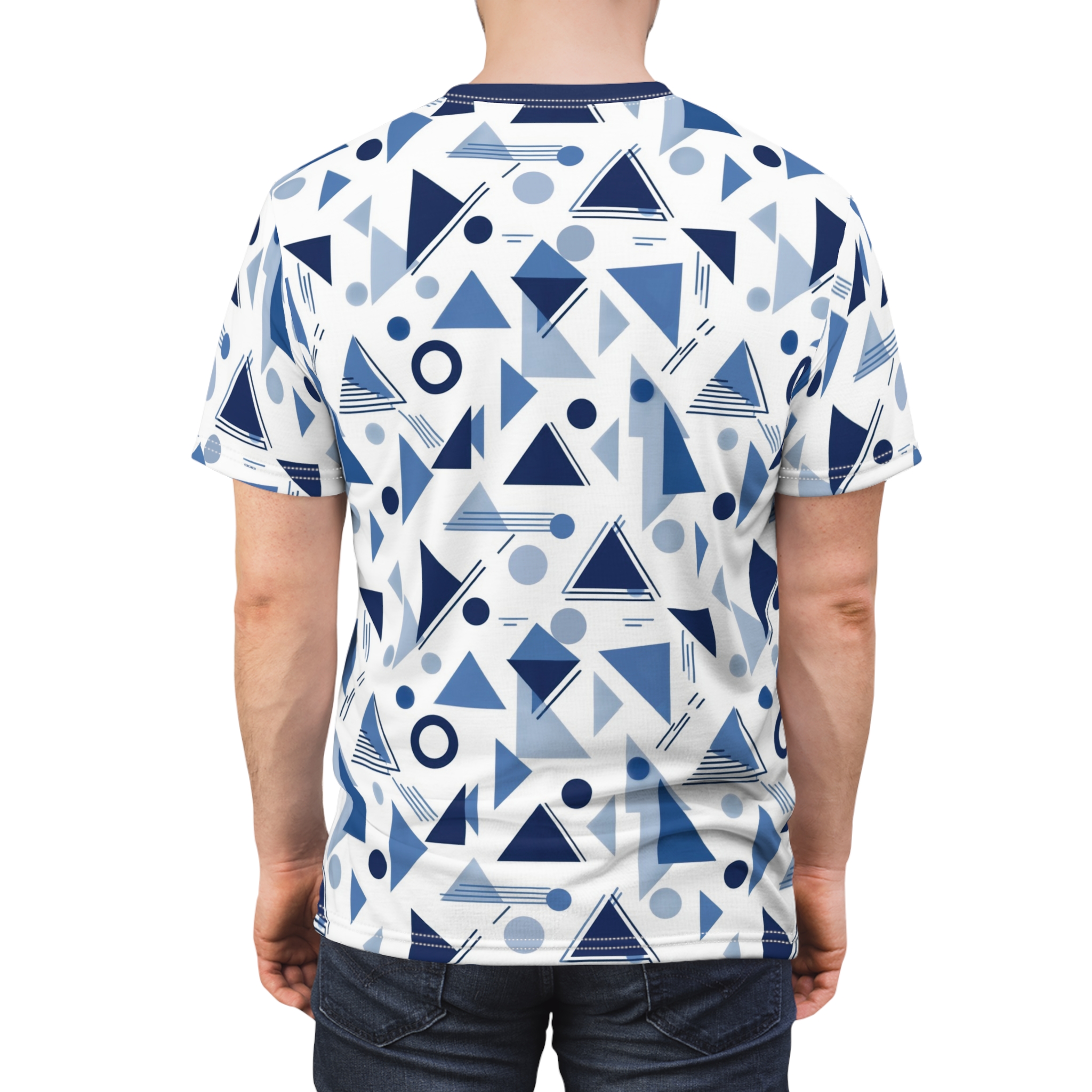 Geometric Blue Shapes All-Over Print Tee - Image 2