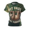 Womens All Over Print Sloth Tee: Not Fast, Not Furious, Funny Sloth Shirt